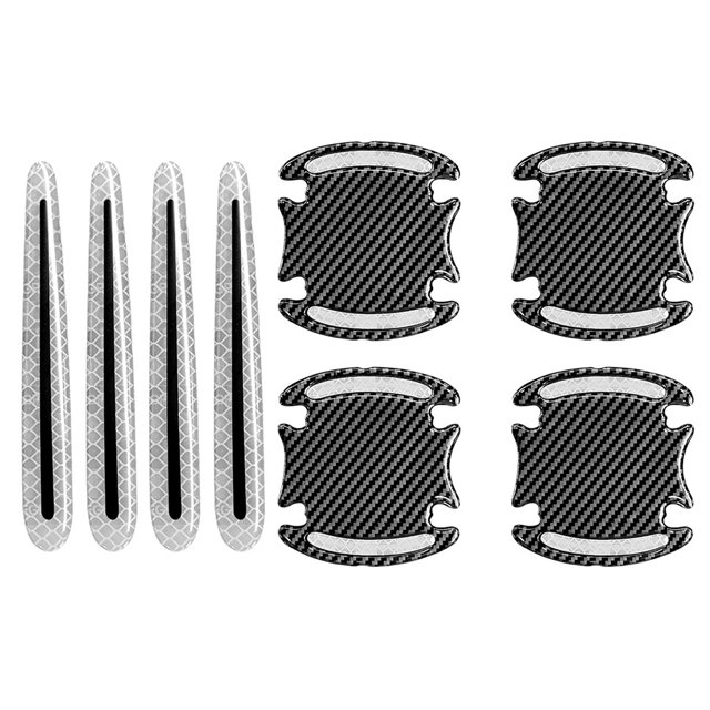 Car Door Handle Sticker Scratch Protector Universal Door Handle Reflective Strips Sticker Universal Door Handle Protective Pad 5 Colors,Silver