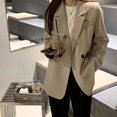 thumbnail image 2 of Blazers de manga larga con cadena de ropa urbana para mujer, moda coreana 2023, abrigos holgados con solapa, blazer elegante de color liso para oficina., 2 of 5