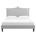 thumbnail image 6 of Modway Clara Performance Velvet Queen Platform Bed in Light Gray, 6 of 10