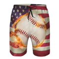 Goofa Baseball Ball With Flag Printed Mens Swim Trunks Summer Quick Dry