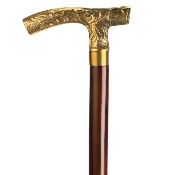 Ajuny Wooden Walking Sticks Canes Vintage Look Fritz Style Folding Brass Handle 36" Men Women