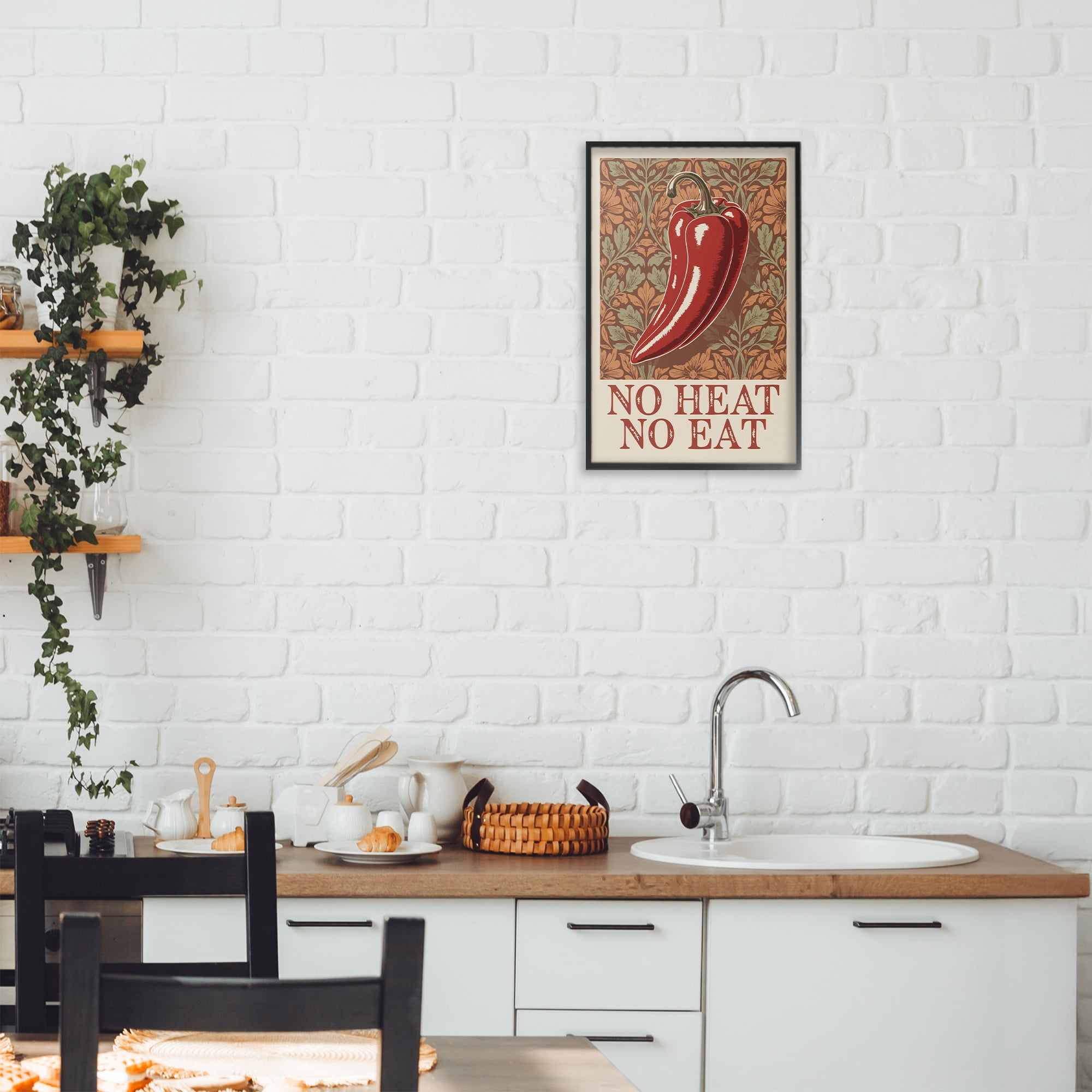 Stupell Industries No Heat or Eat Pepper Black Framed Giclee Art, design by Andreas Magnusson