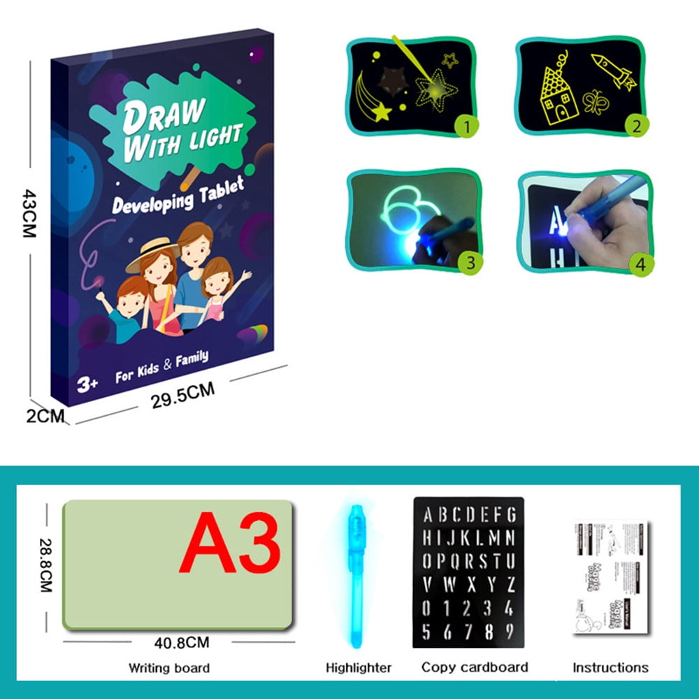 Draw With Light Kids Developing Toy Fun Drawing Board Magic Educational Gift Set 