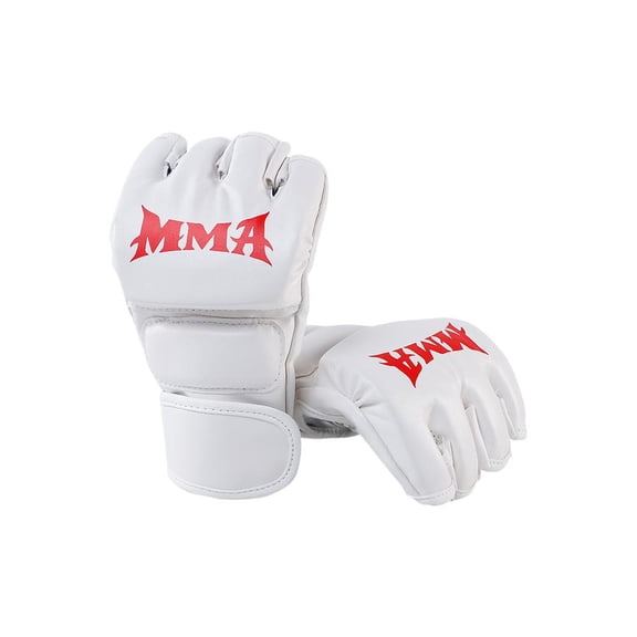 Half Finger Boxing Gloves Adjustable Wrist Support PU Leather For MMA Training