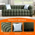thumbnail image 2 of MOONMISS Boucle Upholstered 3 Seater Wood Frame Marshmallow Sofa with 2 Pillows-Olive, 2 of 5
