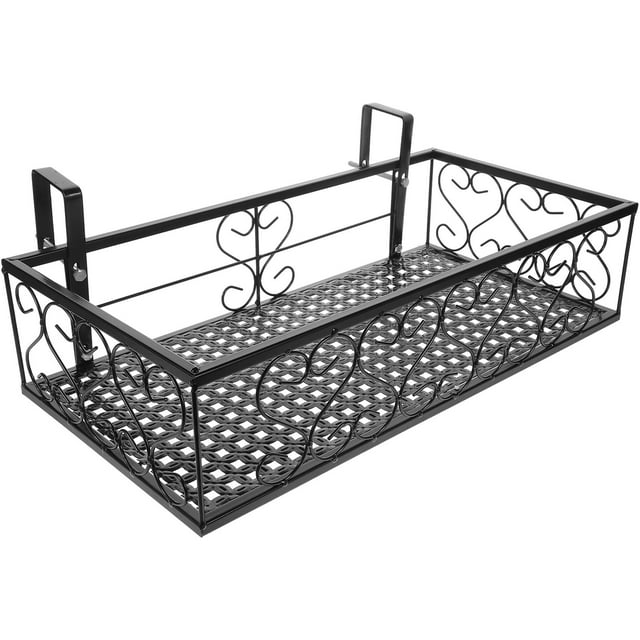 OULII 1Pack Flower Pot Railing Iron Rectangular Stand for Home Decoration Plants