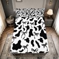 thumbnail image 5 of meiyoeat Black Cow Print Bed Sheets,Princess Ribbon Bows Full Size Sheets,4-Piece1 Flat Sheet, 1 Fitted Sheet and 2 Pillowcases, 5 of 6
