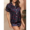 thumbnail image 4 of Asotony Pajamas Set Womens Short Sleeve Sleepwear Button Down Sexy Loungewear Notch Collar Printing Sleepshirt,M-XL, 4 of 5