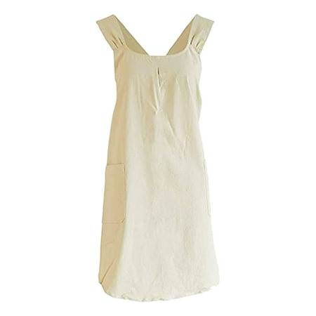 

MATHOWAL Aprons for Women Japanese Soft Cotton Linen Apron with Pockets Cross Back Apron Kitchen Cooking Clothes Gift for Women 【COTTON + LINEN BLEND】: Japanese linen apron for women: 80% cotton + 20%