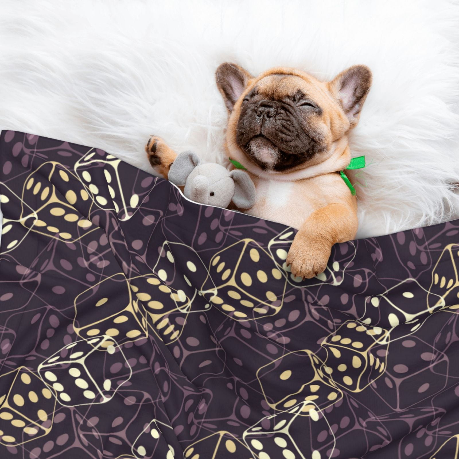 Naloa Dice Dog Blanket, 3 Sizes Cat Blanket for Indoor Cats Large Medium Small Dog Gifts-Large