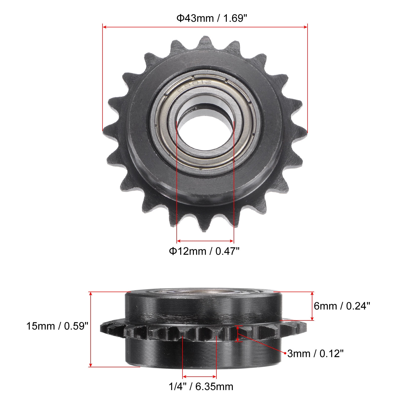 アクセサリー LARD Uxcell Idler Sprocket, 8mm Bore 1/4