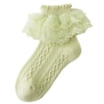 thumbnail image 7 of Alkepwun Lace Socks Girls Cute Double Lace Ruffle Princess Dress Ankle Socks Solid-Color Cotton Lightweight Eyelet Mesh Breathable Daily Wear Socks, 7 of 7