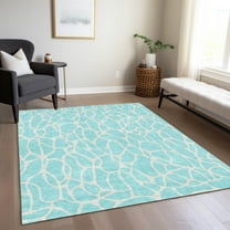 Addison Rugs Chantille Indoor/Outdoor Transitional Geometric Aqua Washable Rectangle Rug, 8' x 10'