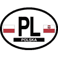 thumbnail image 1 of POLAND FLAG, Waterproof UV Coated, Famous Reflective OVAL Sticker DECAL , 3.5" x 4.75", 1 of 1