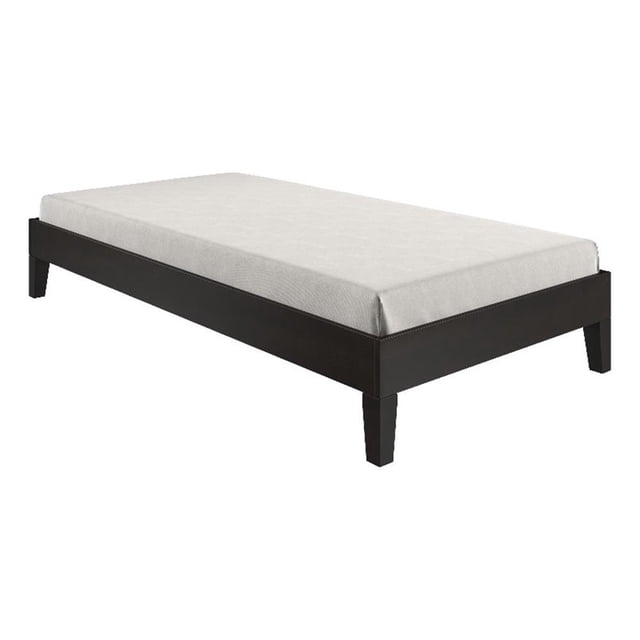 Pemberly Row Lit Plateforme Simple Contemporain en Bois, Fini Noir