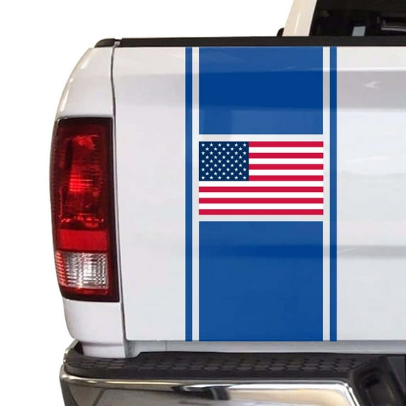 American USA Flag Racing Stripes Truck Tailgate Vinyl Decal Sticker Sport Lines Styling Straight Lines Compatible with Most Pickup Trucks - Back Graphic Sporting (11" x 25", Dark Gray)