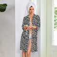thumbnail image 4 of BOMYJESK Robes for Women Collar 3/4 Sleeve Zip Front House Coat Knee Length Lightweight Bathrobe Soft Breakfast Gown with Pockets White M, 4 of 7