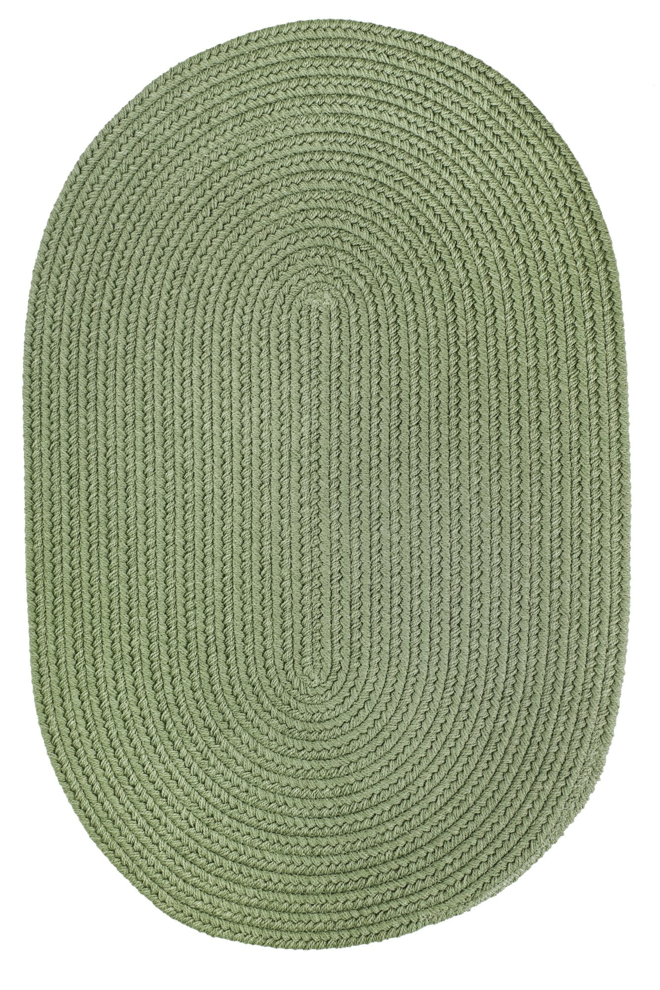 Indoor/Outdoor Solid Green Area Rug, Braided Textured Design, 2Ft. X