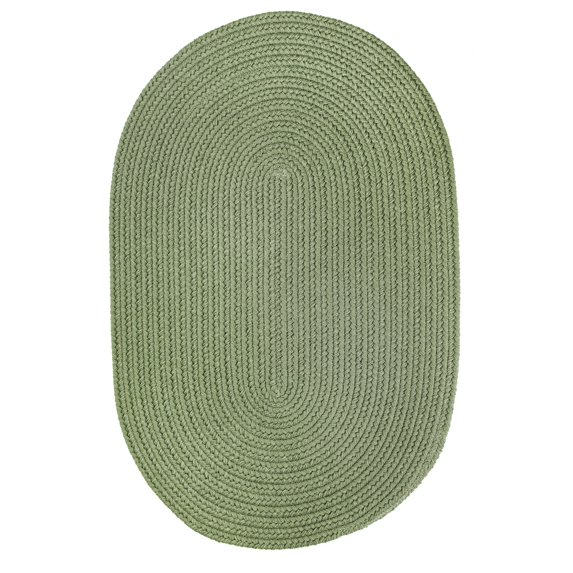 Indoor/Outdoor Solid Green Area Rug, Braided Textured Design, 5Ft. X 8Ft. Oval Reversible Carpet