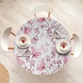 thumbnail image 4 of Ambesonne Floral Fitted Round Tablecloth, Modern Romantic Wild Ginkgo, 36"- 40" Diameter, Pink Dried Rose and White, 4 of 5