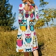 thumbnail image 5 of Cute Owl Pattern-1 Womens Summer Dress Tie Back A Line Flare Dress, 5 of 9