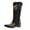 Black, variant on Flower Embroidered Knee High Cowboy Cowgirl Boots for Women 2025 Winter Fall Floral Wide Calf Dress Tall Boots Black Size 6