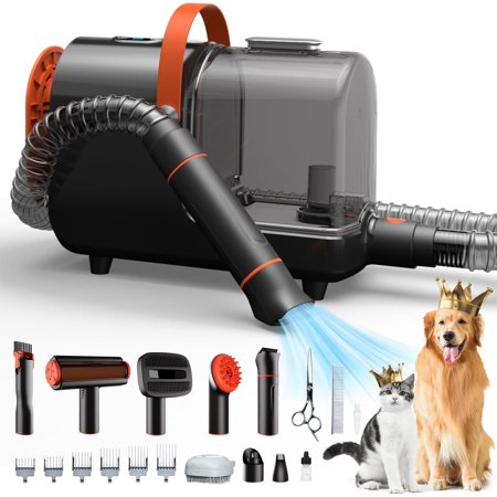 Dog Hair Vacuum & Pet Grooming Kit - 13,000KPa Powerful Suction, 99% Pet Hair Removal, 3L Capacity, 16 Grooming Tools for Dogs, Cats & More, Home Cleaning - Brown