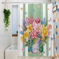 thumbnail image 3 of Watercolor Floral Small Stall Shower Curtain, Waterproof Shower Curtains for Bathroom, Spring Flowers Butterflies Leaves Green Washable Fabric Bath Curtain for Bathtub with Hooks 36x78 Inches, 3 of 9