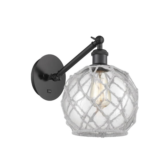 317-1W-BK-G122-8RW-LED-Innovations Lighting-Athens - 1 Light Wall Sconce In Industrial Style-12.38 Inches Tall and 8 Inches Wide Matte Black