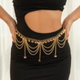 thumbnail image 3 of Metallic Waist Chain Heart Pendant Multi Layer Tassel Geometric Pattern Electroplated Waist Belt Nightclubs Festivals Charm, 3 of 8