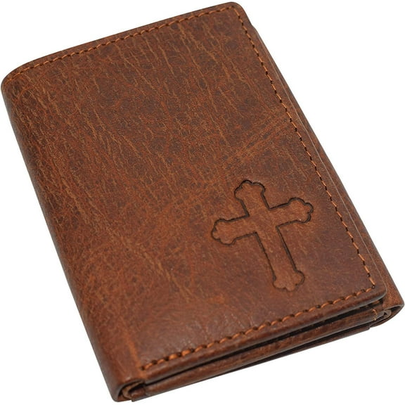 Marshal RFID Blocking Cross Genuine Leather Bifold Trifold Wallet for Men Trifold