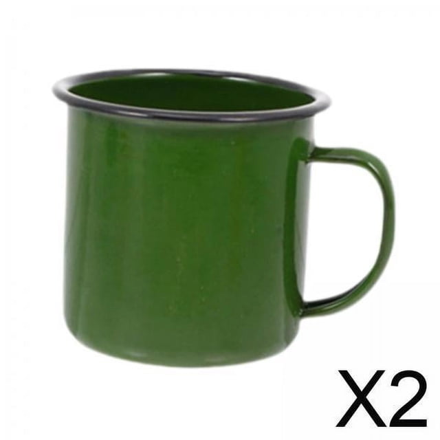 2 Tazas De Café Esmaltadas, Taza Para Beber Elegante Y Fácil De Limpiar Para Escritorio, Hogar, Dormitorio, Verde