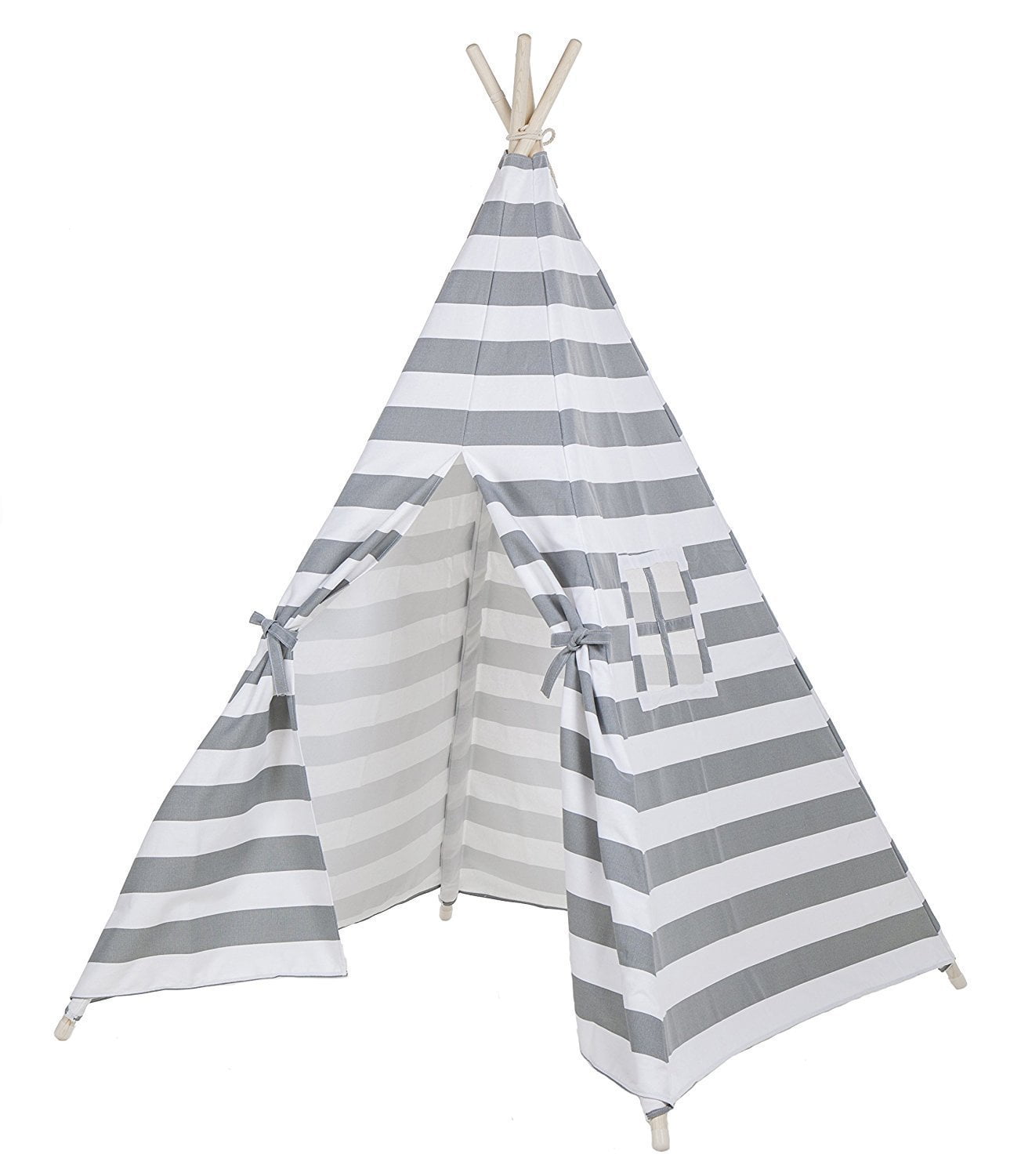 EJOY e-Joy 6 Indoor Indian Playhouse Toy Teepee Play Tent for Kids Toddlers Canvas Teepee with Carry Case with Mat White 