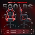 thumbnail image 3 of JONPONY Big and Tall 500LBS Gaming Chair, Ergonomic High Back Gamer Chair with Footrest Lumbar Support, PU Leather Office Computer Chair for Long Sitting, Red, 3 of 9