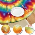 thumbnail image 4 of Colorful Tie Dye Dot Mandala Pattern Round Fitted Tablecloth with Elastic Edge,Dining Table Cover Waterproof,Outdoor Round Tablecloth for Camping,Dining,Indoor and Outdoor, 4 of 7