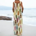 thumbnail image 4 of Dyegold Jumpsuits for Women Casual, Stretchy Jumpsuits for Women Ethnic Feather Print Summer Loose Casual Bib Long Pants Sleeveless ​Square Neck ​Rompers, 4 of 6