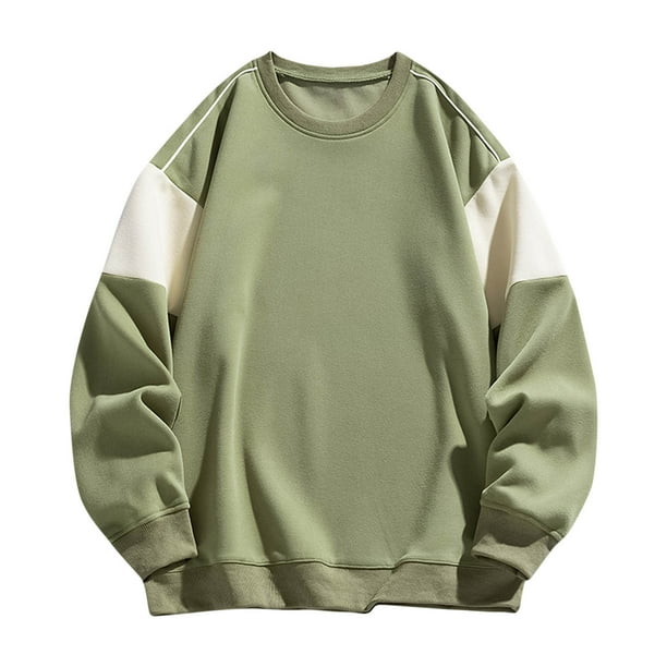 Sudaderas sin capucha para hombre, de manga larga, cuello redondo, en varios colores y a la moda, de poliéster.