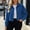 Blue, variant on Jackets for Women Lapel Collar Button Up Corduroy Jacket Long Sleeve With Decorative Chest Pockets Casual Solid Color Loose Comfy Layering Jacket for Fall Daily Wear