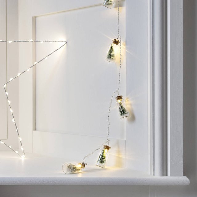 Luces de cadena de botella de tarro de vidrio de árbol de Navidad con 10 LED con pilas para decoración del hogar de fiesta de boda