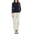 thumbnail image 2 of INSPIRE CHIC Chemisier en Dentelle pour Femmes Manches Longues Col Rond Élégant Floral, 2 of 8