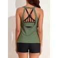thumbnail image 4 of Aleumdr Women's Tankini Bathing Suits Athletic 3 Piece Tankini Swimsuits Summer Beachwear Green M, 4 of 6