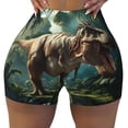 thumbnail image 2 of Fuzoiu Green Forest Dinosaur Print Women's Workout Shorts,Workout Biker Shorts Women,Exercise Fitness Shorts,Scrunch Short, Athletic Shorts for Gym Yoga Running Sport Active-Medium, 2 of 8