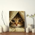 thumbnail image 4 of Framed Canvas Art Wall Decor Canvas Prints Pictures Wall Art,Cute Cat Peeking Out From Under The Curtain Artwork for Home Decor, Living Room, Office-16x24 Inches, 4 of 4