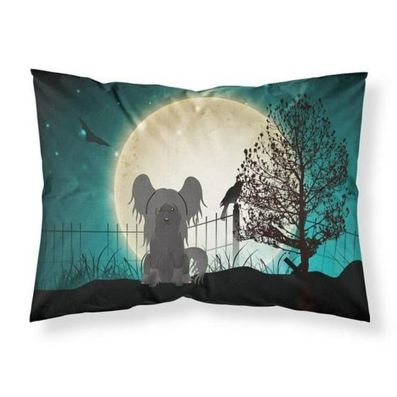 Halloween Scary Chinese Crested Black Fabric Standard Pillowcase, 20.5 x 0.25 x 30 in.