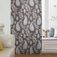 thumbnail image 5 of Grey Paisley Sheer Curtains 54 Inches Long, Ethnic Vintage Floral Botanical Abstract Light Filering Curtains, Breathable Simi Curtain Privacy Drapes for Kitchen Bathroom Small Window Treatment, 5 of 9