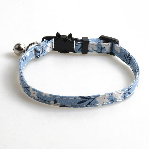 Collar para mascotas con estampado floral y cuadros, collar para gato con lazo y cascabel