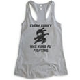 thumbnail image 1 of Every Bunny Was Fung Fu Fighting Tank Top, Ladies Racerback Tank Top, Easter Rabbit Bunny Tank, Ninja Tank, Heather Gray, Medium, 1 of 3