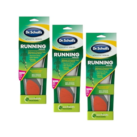 Dr. Scholl's Athletic Series Running Insoles for Women, 1 Pair Each, Size 5.5-9 - Pack of 3