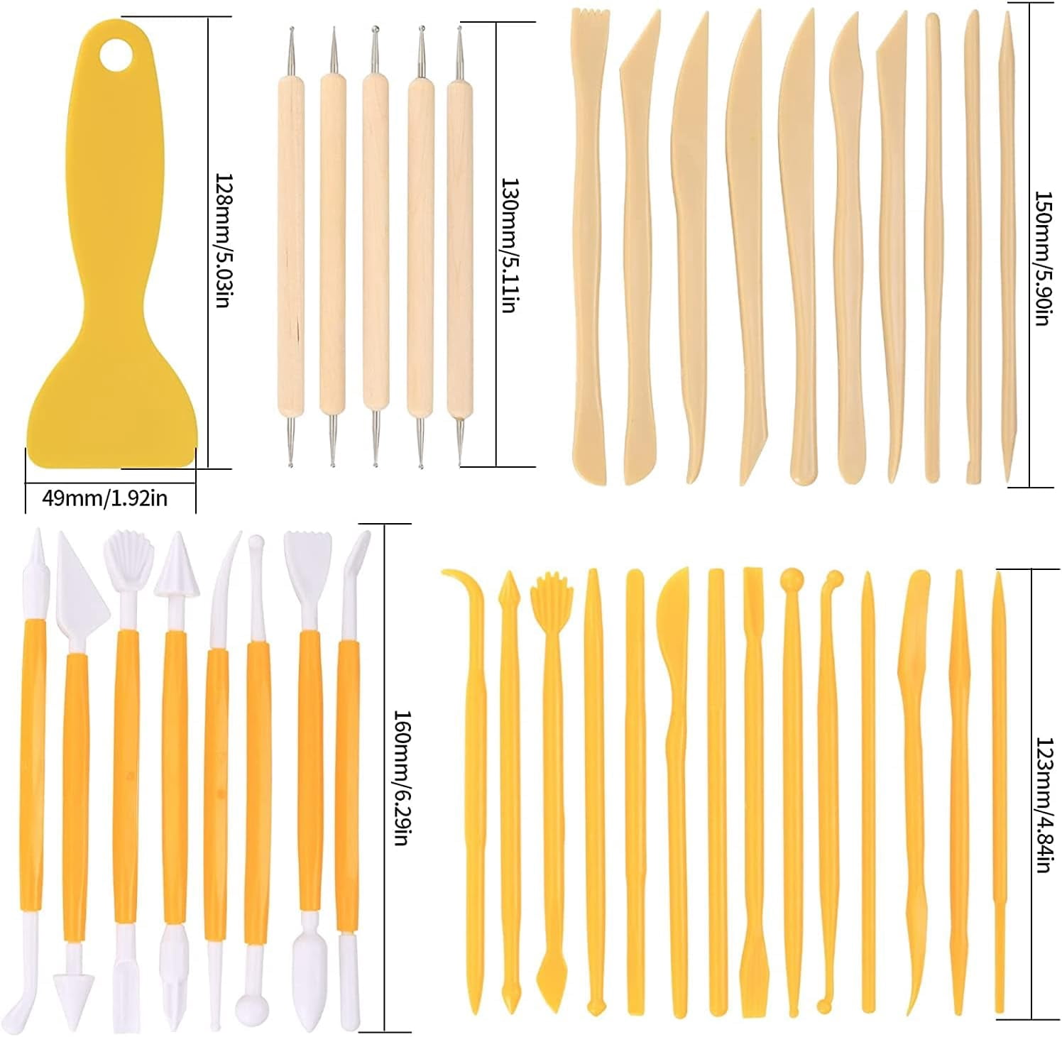 39 Pcs Pottery Clay Sculpting Tools Polymer Clay Tools, Wood Carving Tools Pottery Clay Modelling Tools Double-Ended for Sculpture Modelling Clay Polymer Ceramic Embossing with Storage Case