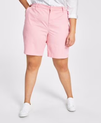 Tommy Hilfiger Womens Hollywood Bermuda Zipper Shorts English Rose Size 16W NWT